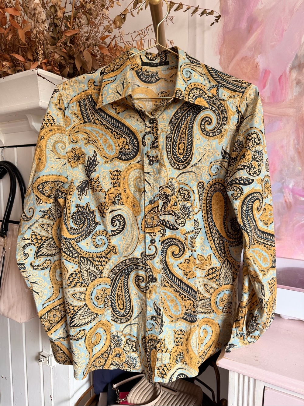 Etro Paisley Button-Down Shirt in Yellow & Light Blue